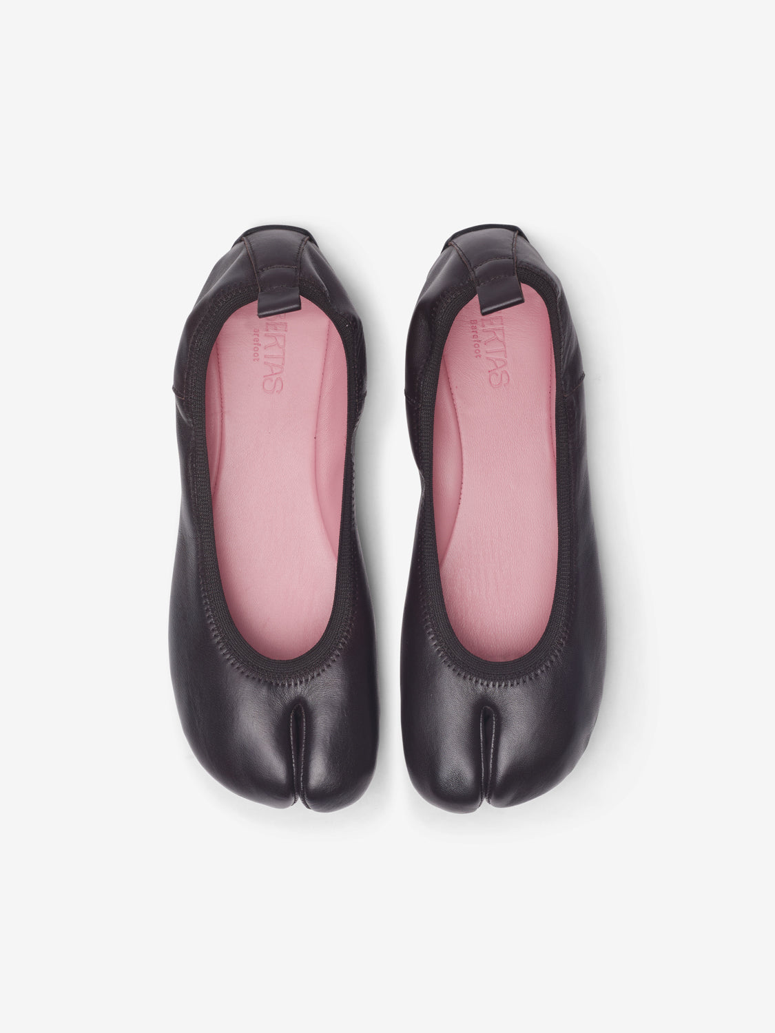 Chocolate brown barefoot ballerinas.