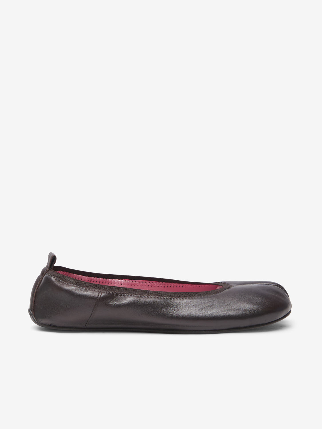 Chocolate brown barefoot ballerinas.