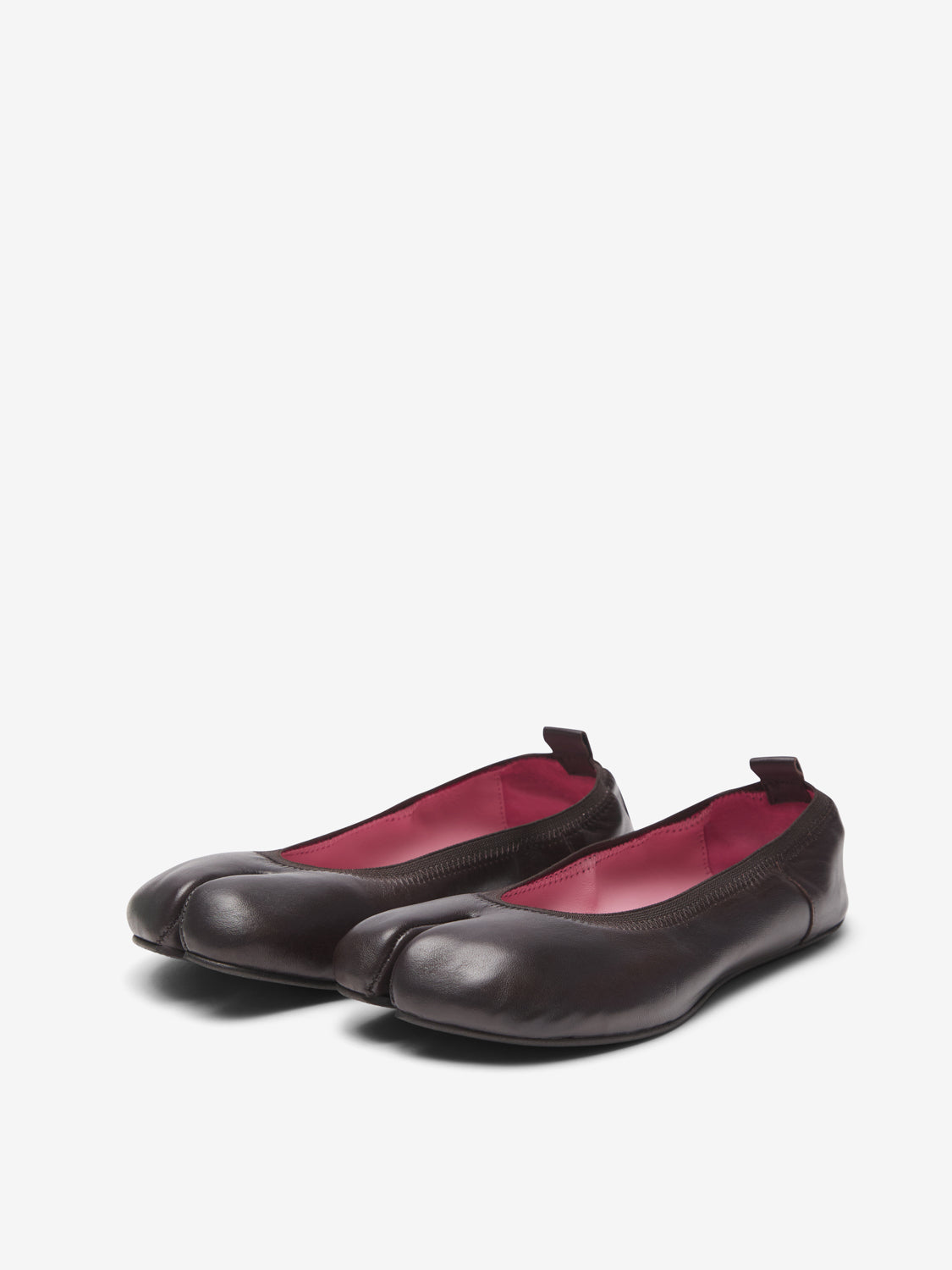 Chocolate brown barefoot ballerinas.