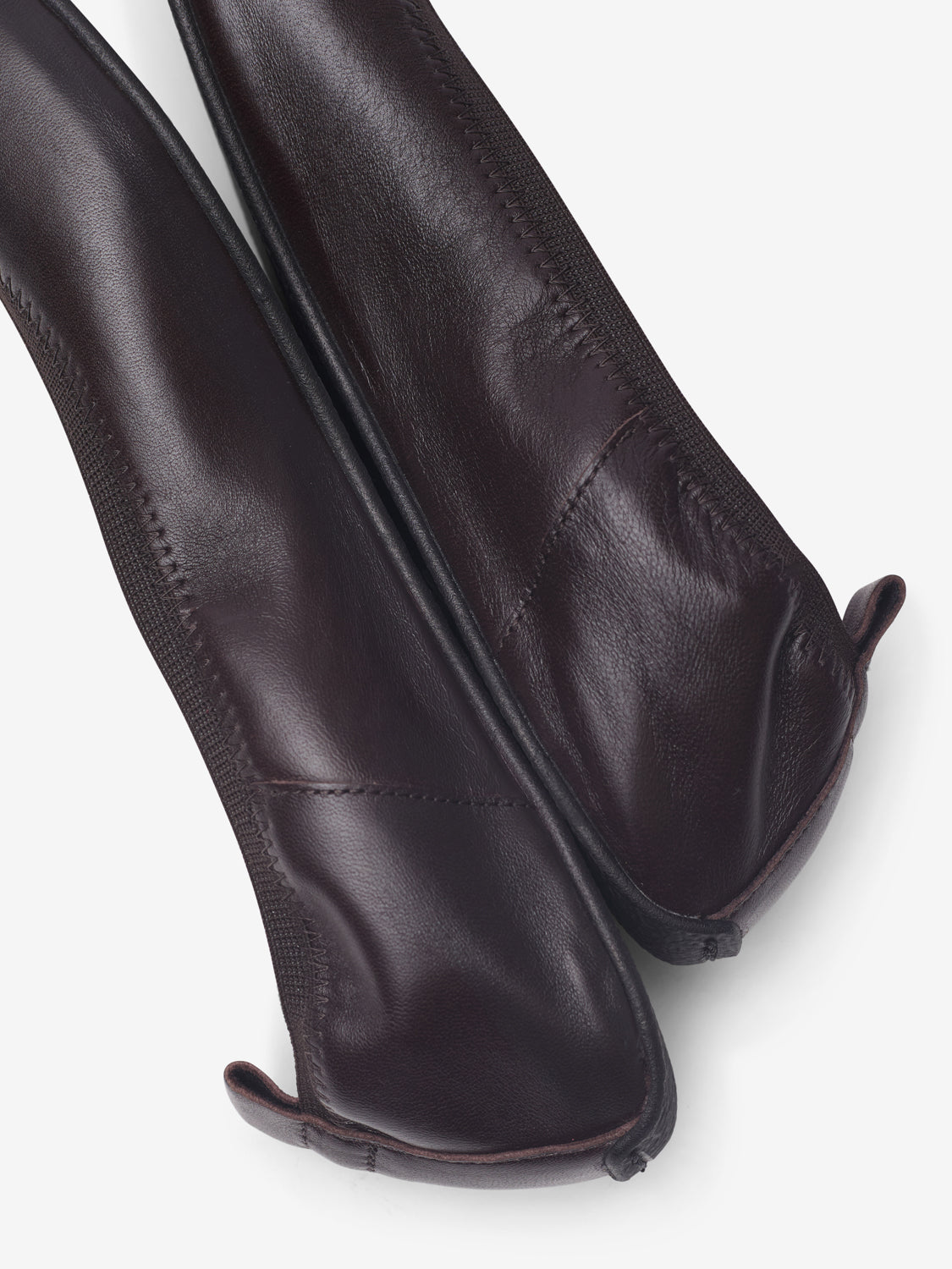 Chocolate brown barefoot ballerinas.