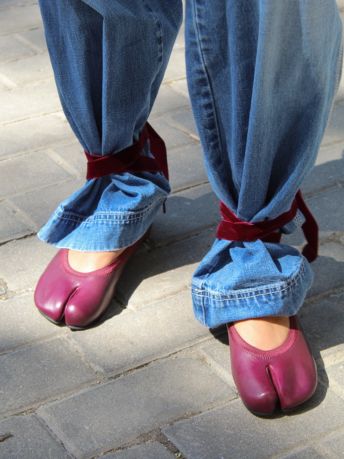 Wine barefoot ballerinas.