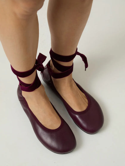 Burgundy Barefoot ballerinas