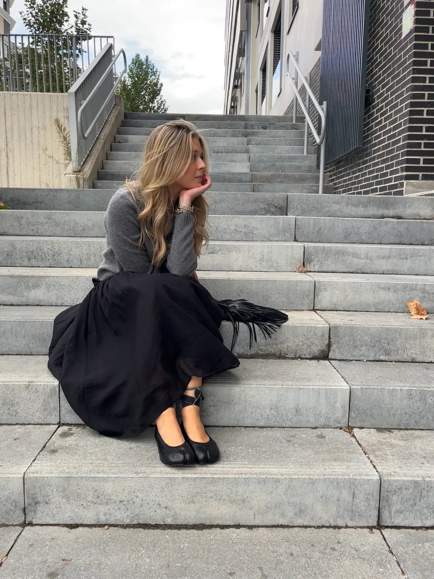 Black barefoot ballerinas